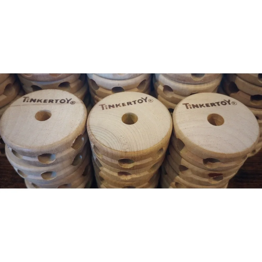 Tinkertoy Wooden Spools Lot of 42 Replacement Parts Building Toy Wood Retro